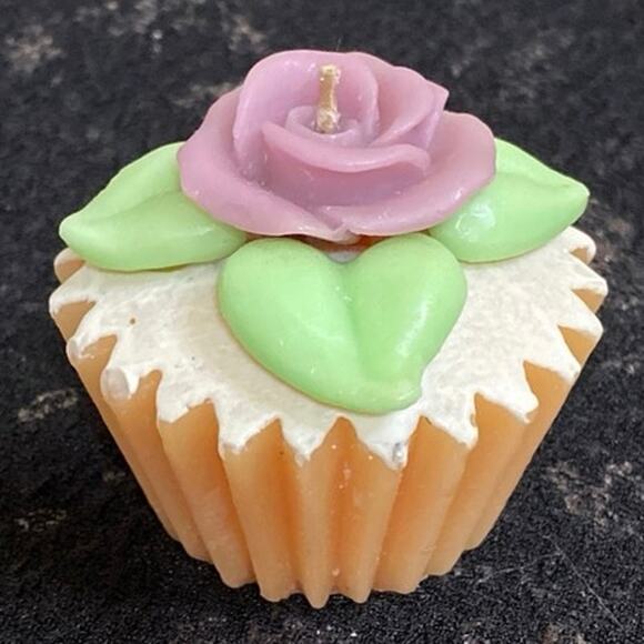 Vintage Carved Cupcake Candle Pink Green White Dessert sweets food - Picture 3 of 9